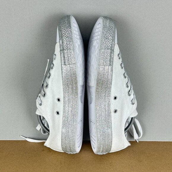 Converse Miley Cyrus Silver Glitter All Star Sneakers Womens 9 White Low Top - Picture 6 of 10